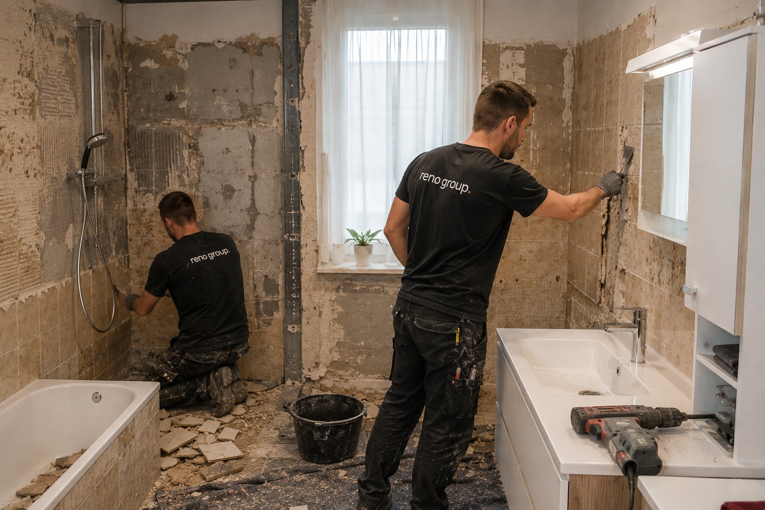 Eigene Handwerker der Reno Group bei der Badrenovation